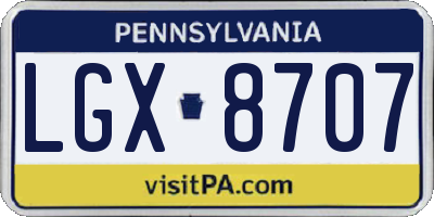 PA license plate LGX8707