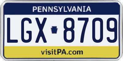 PA license plate LGX8709