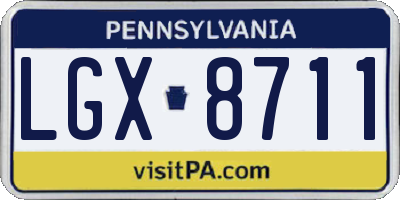 PA license plate LGX8711