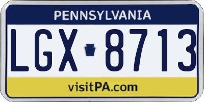 PA license plate LGX8713