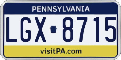 PA license plate LGX8715