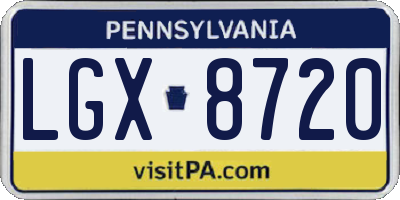 PA license plate LGX8720