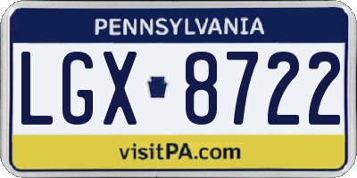 PA license plate LGX8722