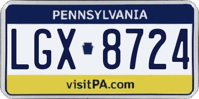 PA license plate LGX8724