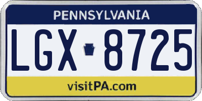 PA license plate LGX8725