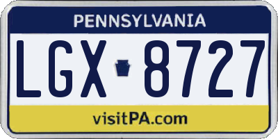 PA license plate LGX8727