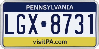 PA license plate LGX8731