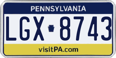 PA license plate LGX8743