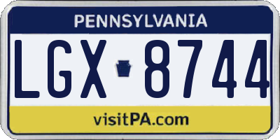 PA license plate LGX8744