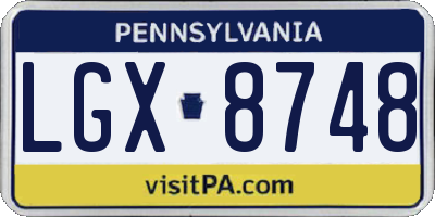 PA license plate LGX8748