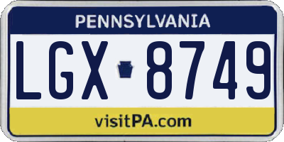 PA license plate LGX8749