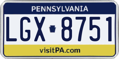 PA license plate LGX8751