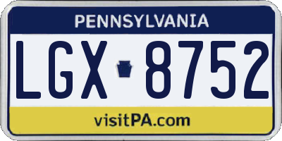 PA license plate LGX8752