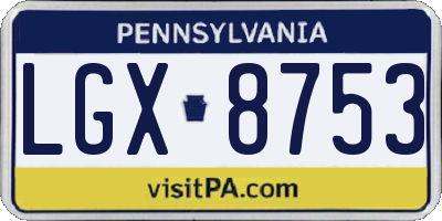 PA license plate LGX8753