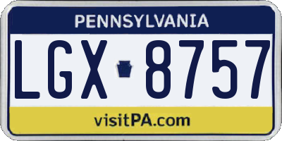 PA license plate LGX8757