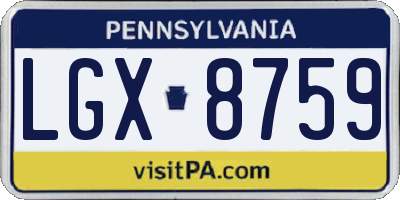 PA license plate LGX8759