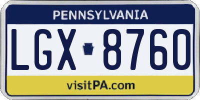 PA license plate LGX8760