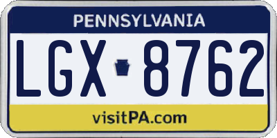 PA license plate LGX8762