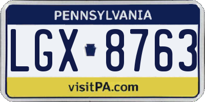 PA license plate LGX8763