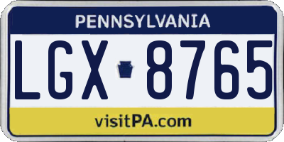 PA license plate LGX8765