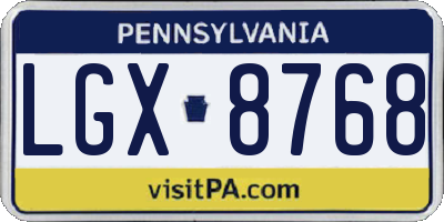 PA license plate LGX8768