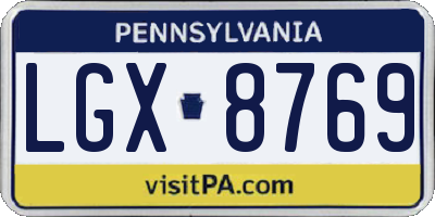 PA license plate LGX8769