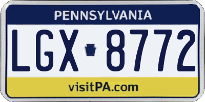 PA license plate LGX8772
