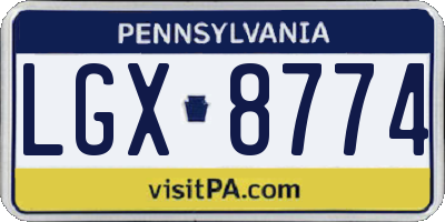 PA license plate LGX8774