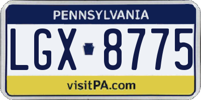 PA license plate LGX8775