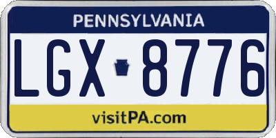 PA license plate LGX8776