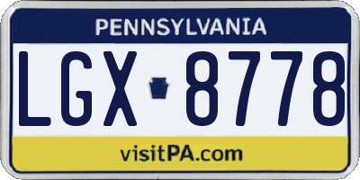 PA license plate LGX8778