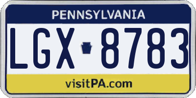 PA license plate LGX8783
