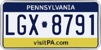 PA license plate LGX8791