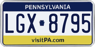 PA license plate LGX8795