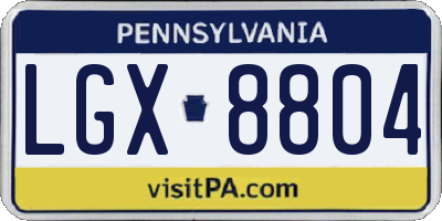 PA license plate LGX8804