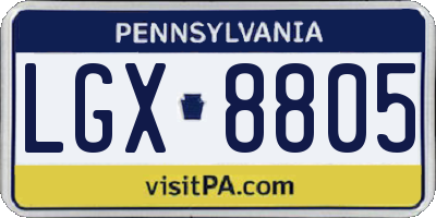 PA license plate LGX8805