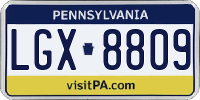 PA license plate LGX8809