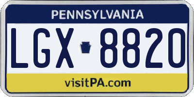 PA license plate LGX8820