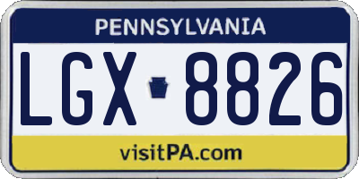 PA license plate LGX8826