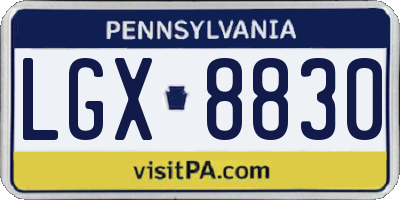 PA license plate LGX8830