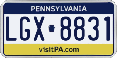 PA license plate LGX8831