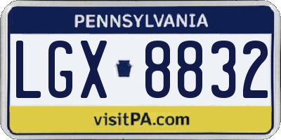PA license plate LGX8832