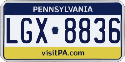 PA license plate LGX8836