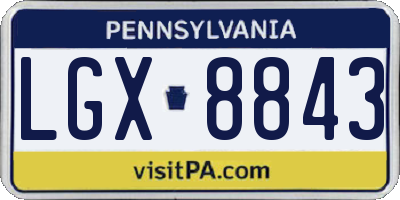 PA license plate LGX8843