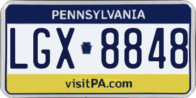 PA license plate LGX8848