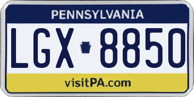 PA license plate LGX8850
