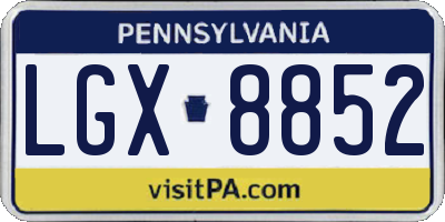 PA license plate LGX8852