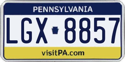 PA license plate LGX8857