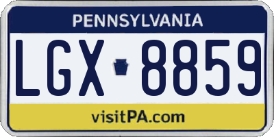 PA license plate LGX8859
