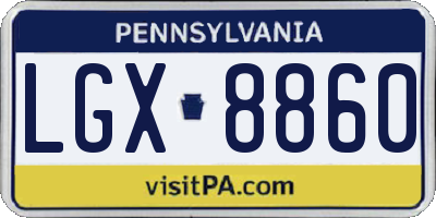 PA license plate LGX8860